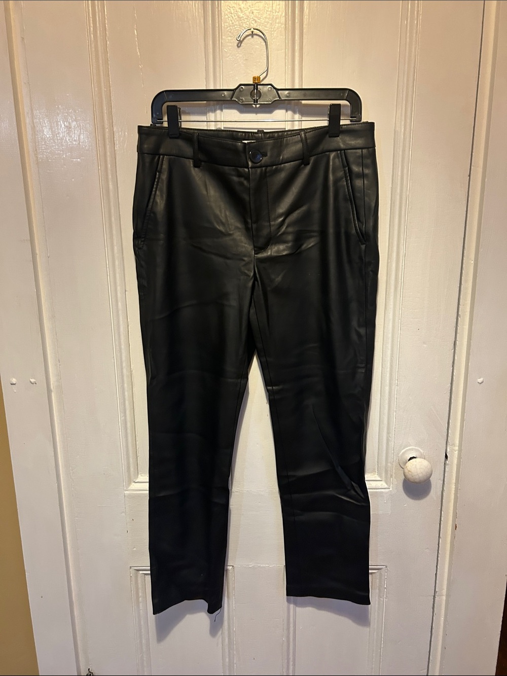 Zara Black Faux Leather Trousers